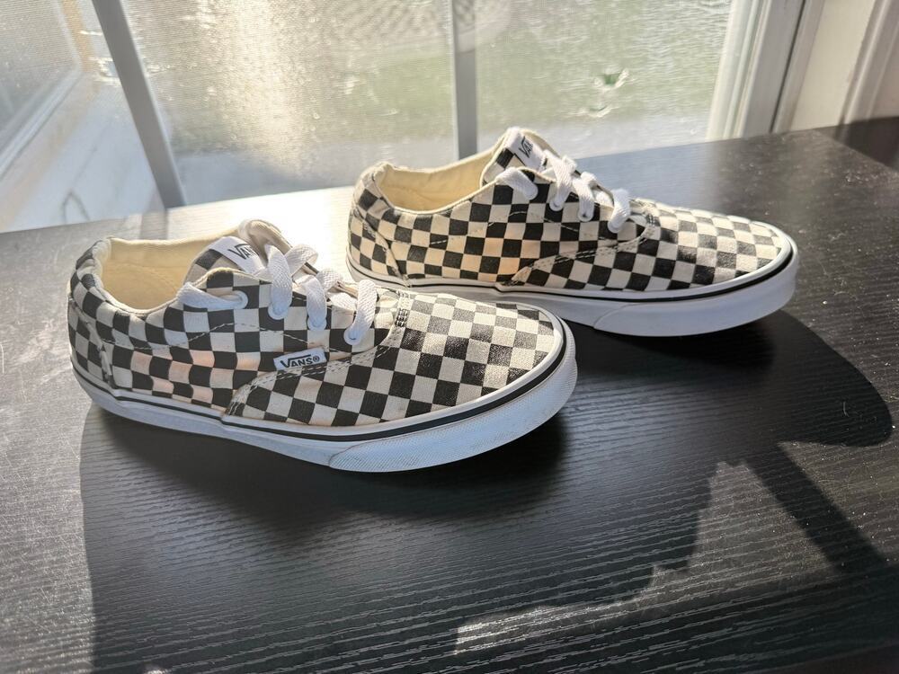 Vans Checkerboard Low Top Sneakers Black White Size 5 Women Classic Skate Shoes